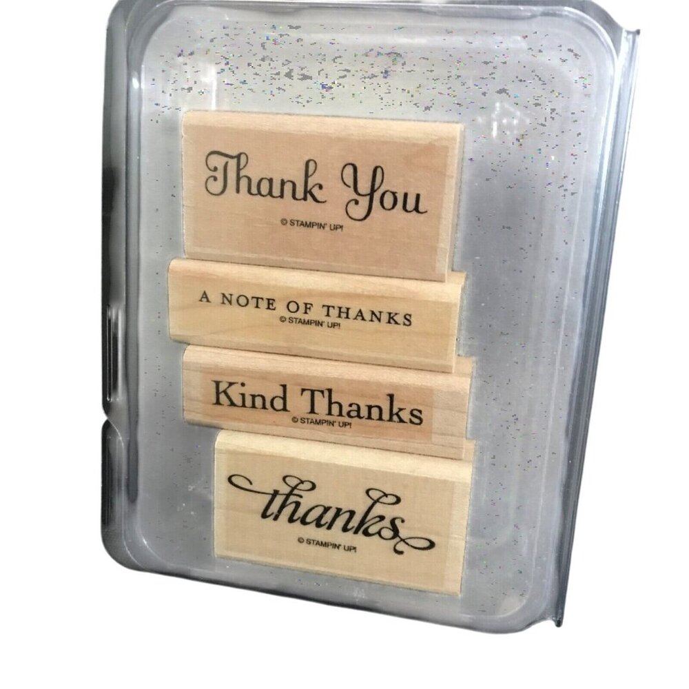 Stampin Up Thank You Kindly Wood & Rubber Set Of 4